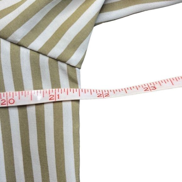 Notations Vtg 10 Tan White Stripe Button Down Silky Blouse Secretary Workwear - Picture 5 of 6